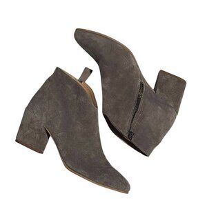 Bueno Sophie Suede Bootie Women's Size 6.5 US/37 EU Taupe Block Heel Boot NWOT